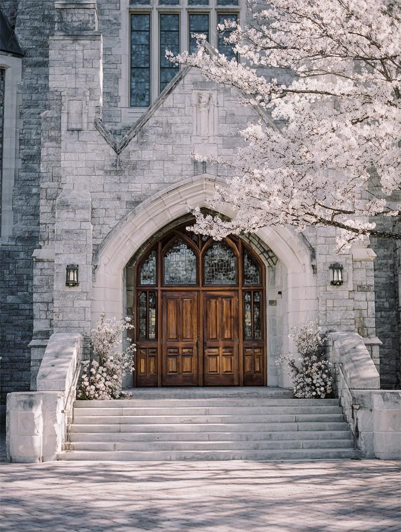 cathedral floral arch entryway for a luxury wedding